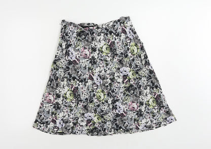 Marks and Spencer Womens Multicoloured Floral Viscose A-Line Skirt Size 10 Zip