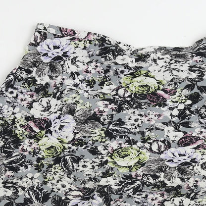 Marks and Spencer Womens Multicoloured Floral Viscose A-Line Skirt Size 10 Zip