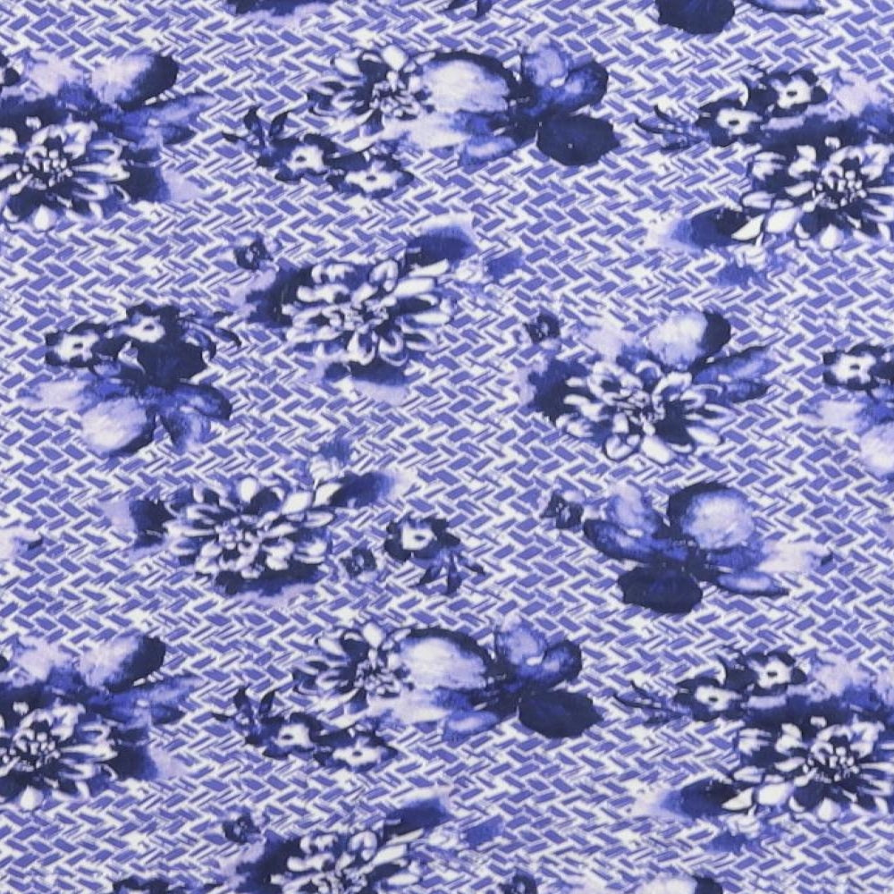 EWM Womens Blue Geometric Cotton Basic T-Shirt Size 14 Round Neck - Size 14-16