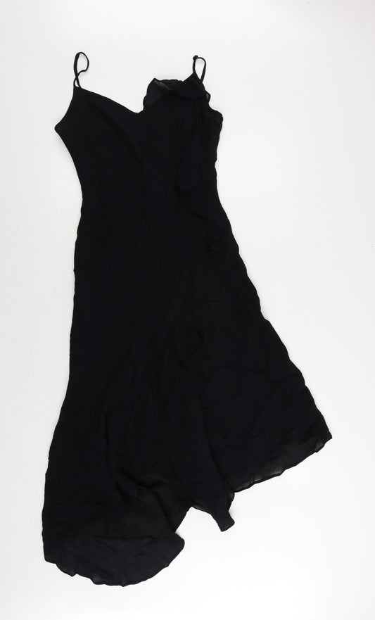 Per Una Womens Black Viscose Slip Dress Size 12 V-Neck