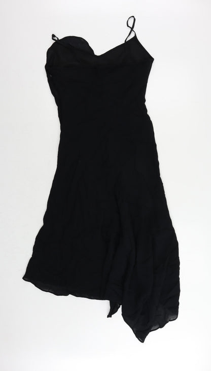Per Una Womens Black Viscose Slip Dress Size 12 V-Neck