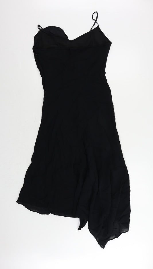 Per Una Womens Black Viscose Slip Dress Size 12 V-Neck
