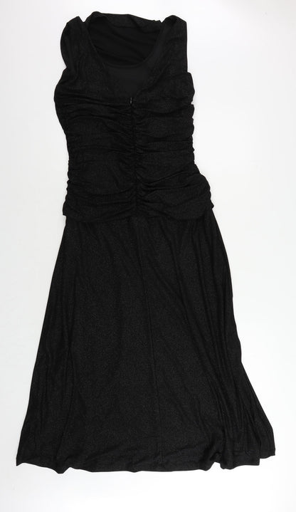 Klass Womens Black Polyester Sheath Size 14 Cowl Neck Zip - Ruched