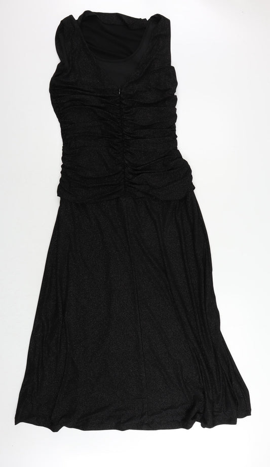 Klass Womens Black Polyester Sheath Size 14 Cowl Neck Zip - Ruched