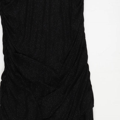 Klass Womens Black Polyester Sheath Size 14 Cowl Neck Zip - Ruched