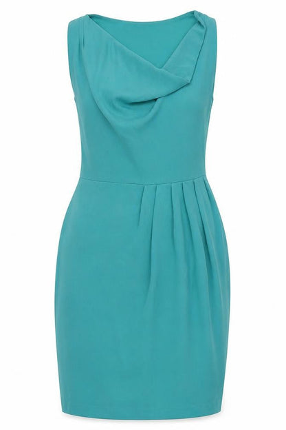 Oasis Womens Green Polyester Pencil Dress Size 10 Cowl Neck Zip
