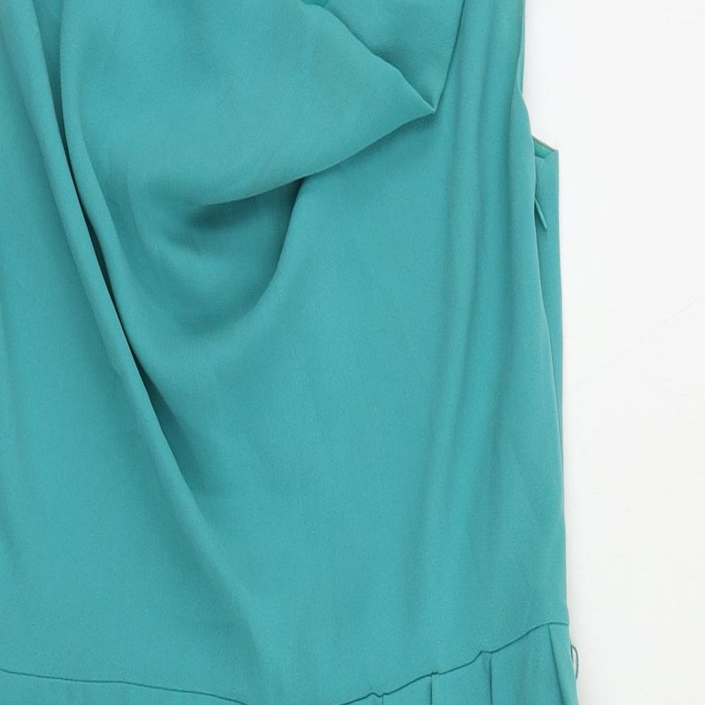 Oasis Womens Green Polyester Pencil Dress Size 10 Cowl Neck Zip