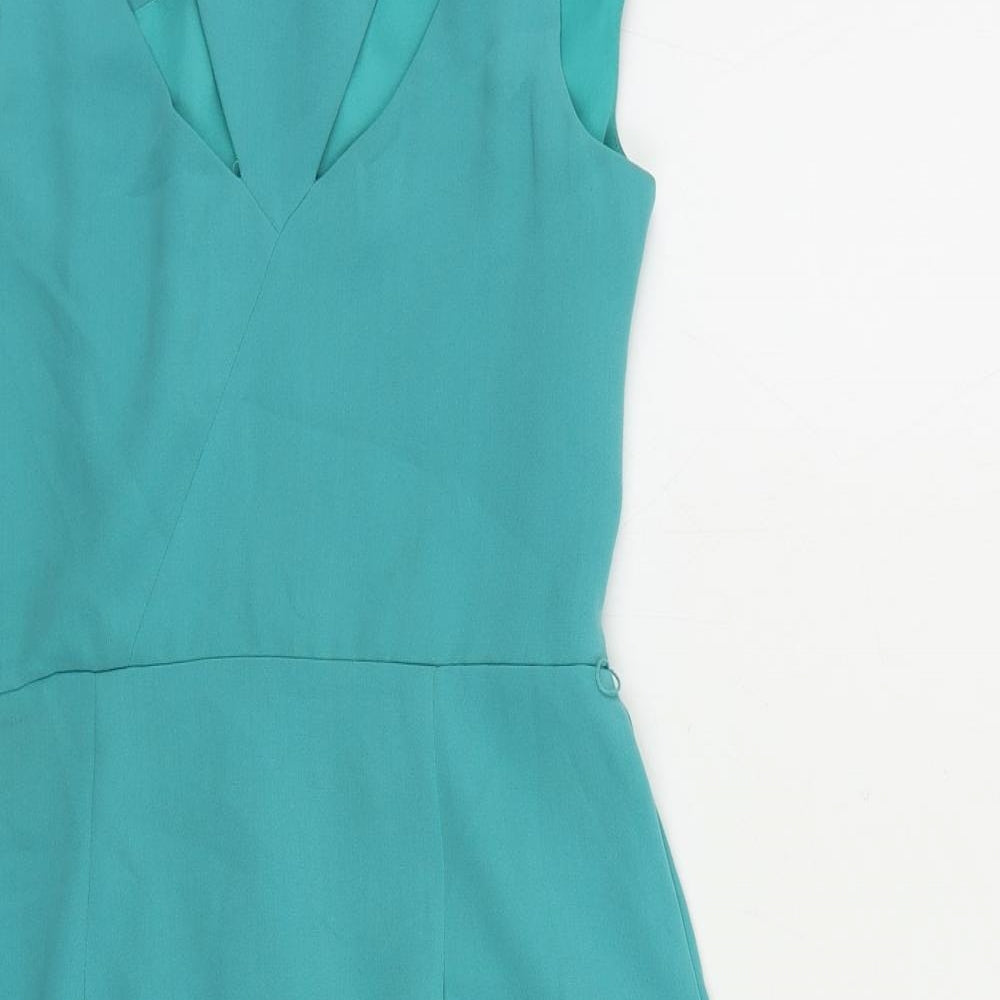 Oasis Womens Green Polyester Pencil Dress Size 10 Cowl Neck Zip