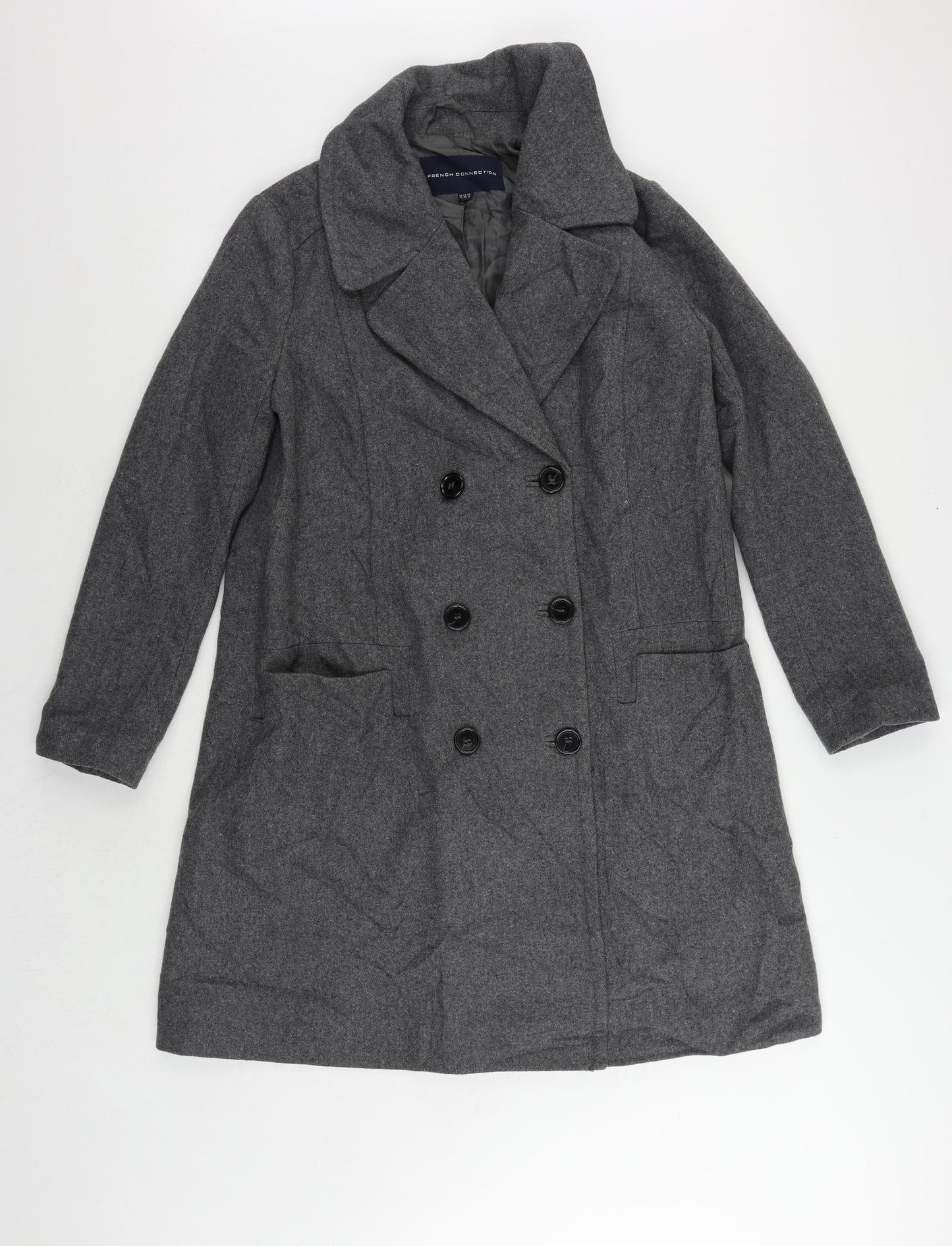 Womens UK Size 10 French Connection Grey Overcoat