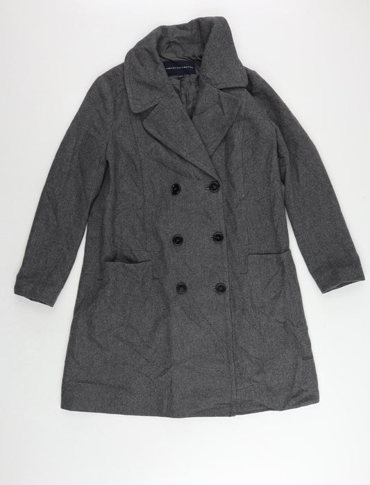 French Connection Womens Grey Overcoat Coat Size 10 Button