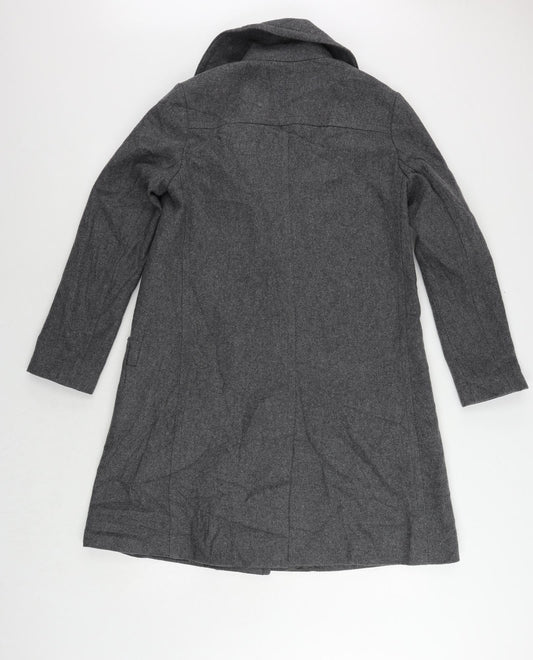 French Connection Womens Grey Overcoat Coat Size 10 Button
