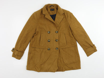 Womens UK Size 10 Topshop Yellow Pea Coat