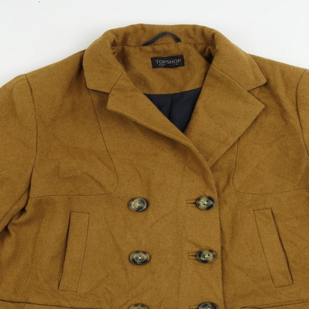 Womens UK Size 10 Topshop Yellow Pea Coat