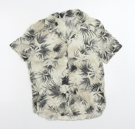 Berkertex Womens Beige Geometric Viscose Basic Button-Up Size 14 Collared