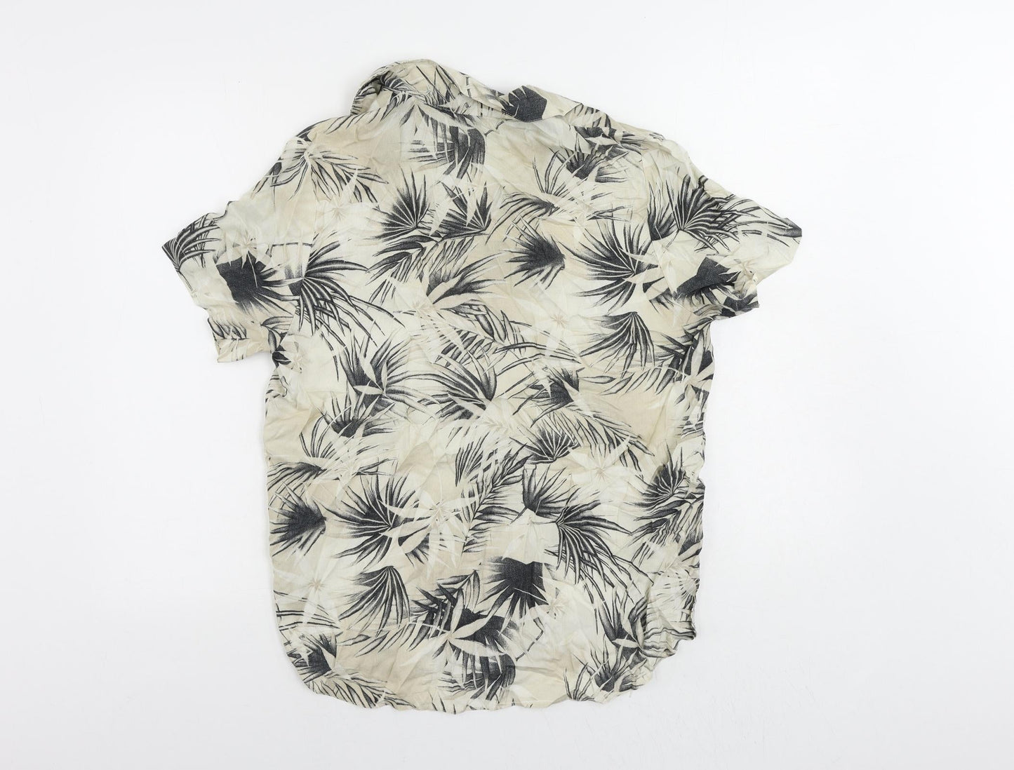 Berkertex Womens Beige Geometric Viscose Basic Button-Up Size 14 Collared