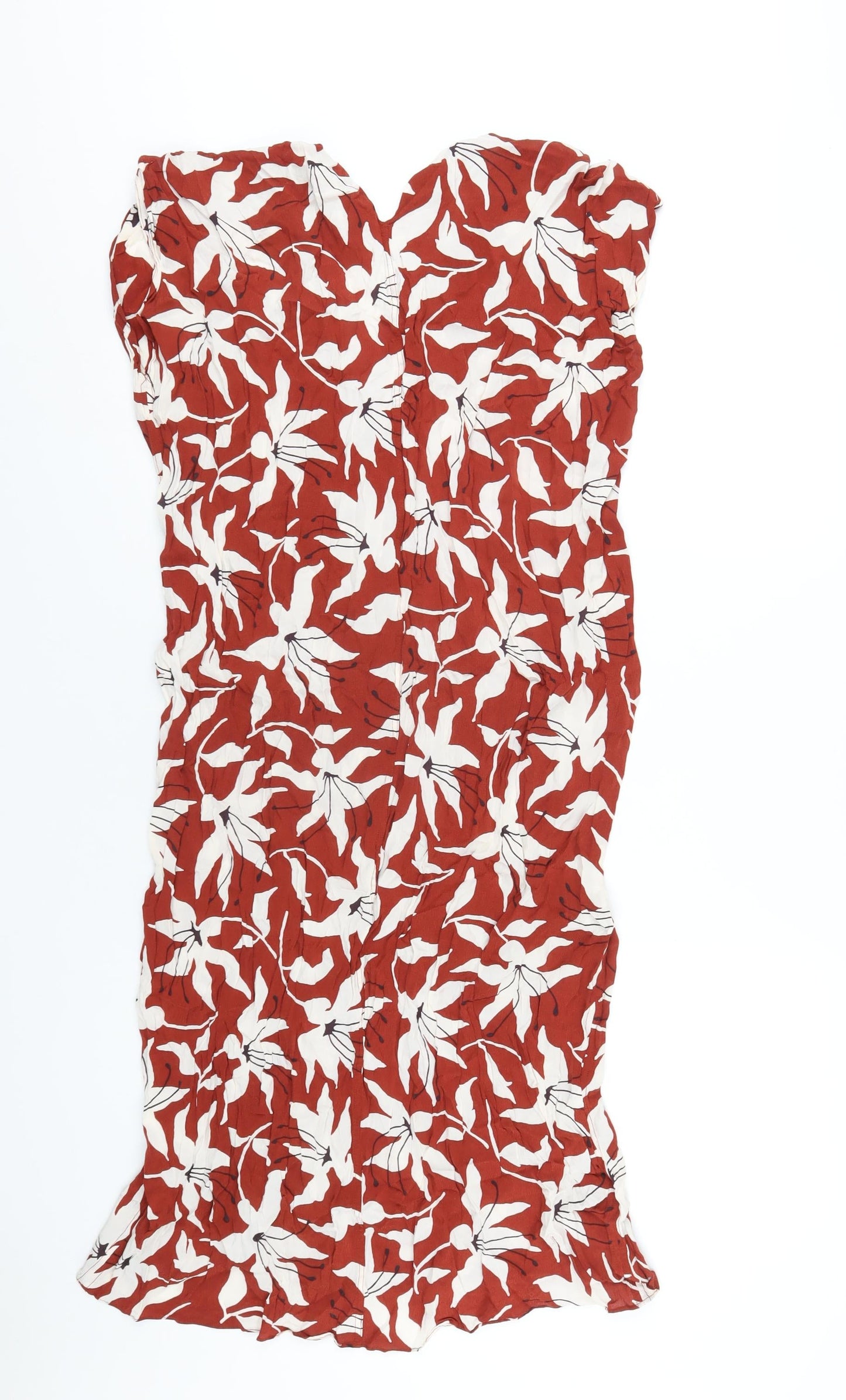 Arket Womens Brown Floral Viscose A-Line Size 6 V-Neck Pullover