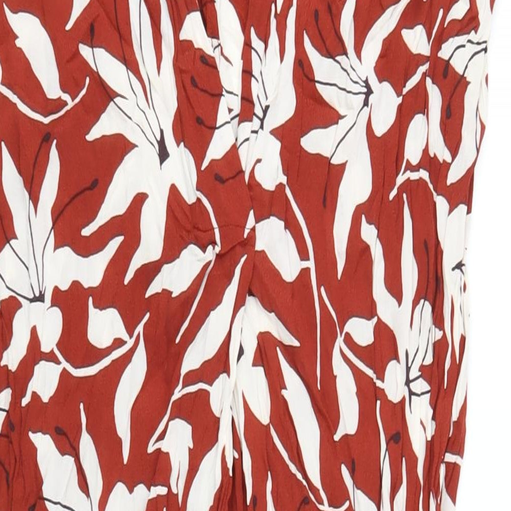 Arket Womens Brown Floral Viscose A-Line Size 6 V-Neck Pullover