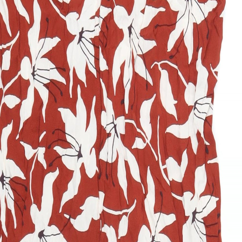 Arket Womens Brown Floral Viscose A-Line Size 6 V-Neck Pullover