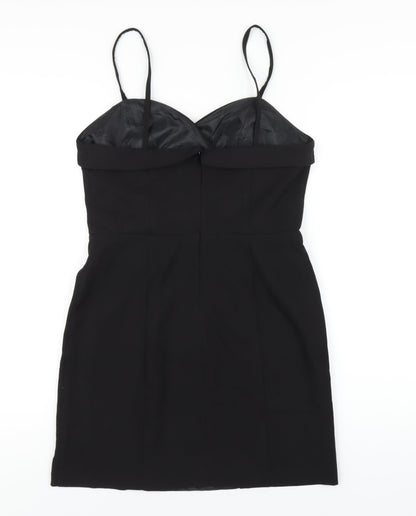 Topshop Womens Black Polyester A-Line Size 10 Sweetheart Zip