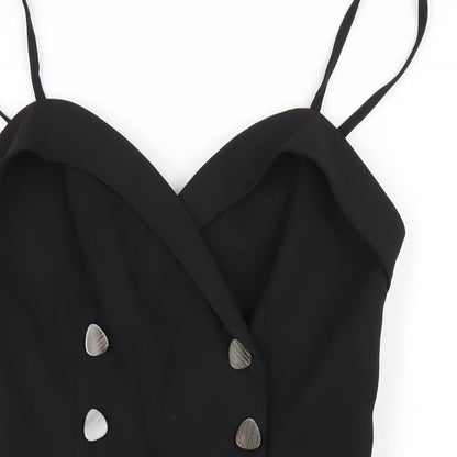 Topshop Womens Black Polyester A-Line Size 10 Sweetheart Zip