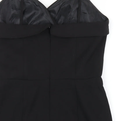 Topshop Womens Black Polyester A-Line Size 10 Sweetheart Zip