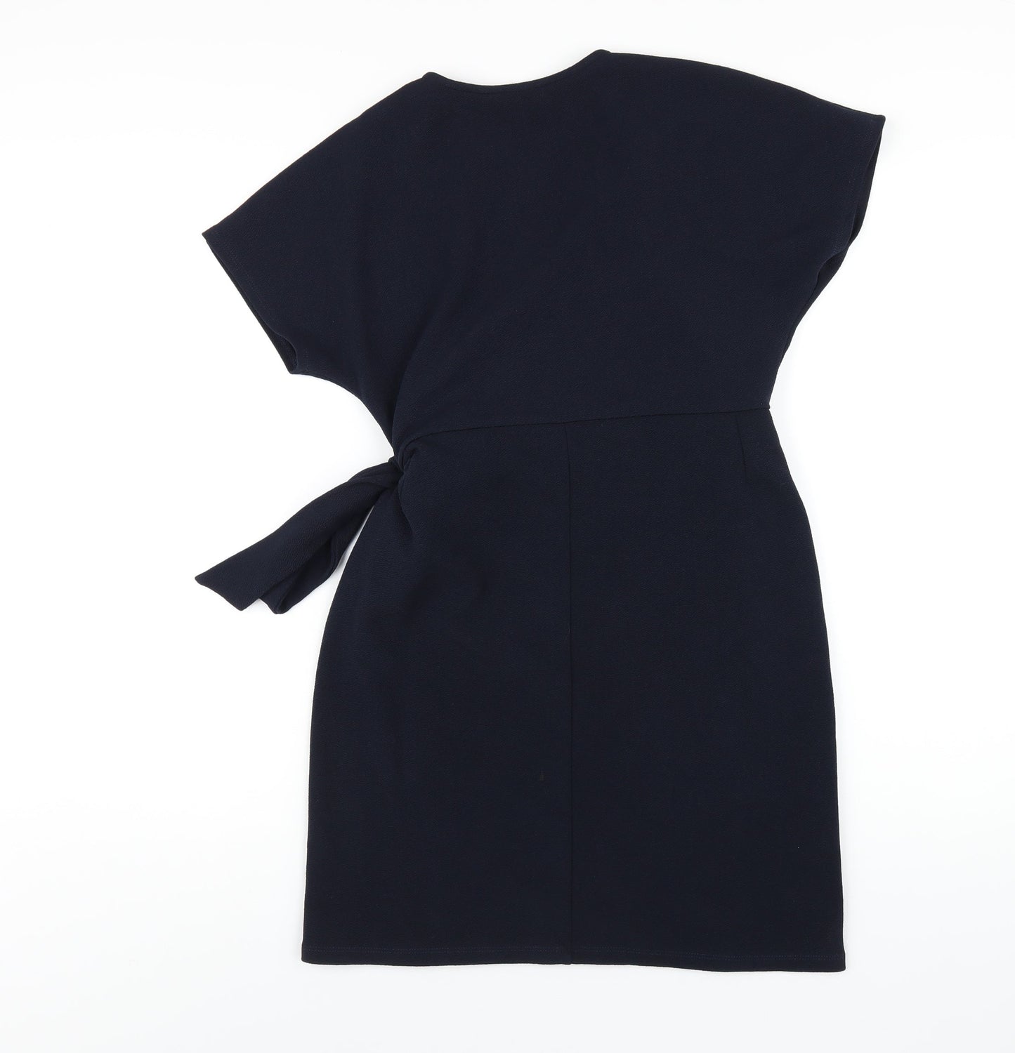 Dorothy Perkins Womens Blue Polyester Wrap Dress Size 12 V-Neck Tie