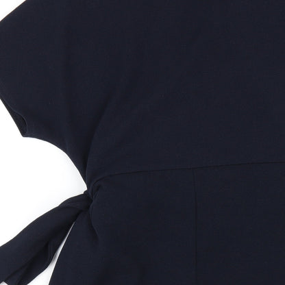 Dorothy Perkins Womens Blue Polyester Wrap Dress Size 12 V-Neck Tie