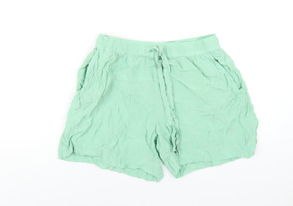 Weekday Womens Green Cupro Basic Shorts Size 10 Regular Pull On