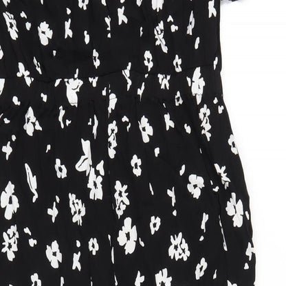 Uniqlo Womens Black Floral Viscose Jumpsuit One-Piece Size XS L24 in Button