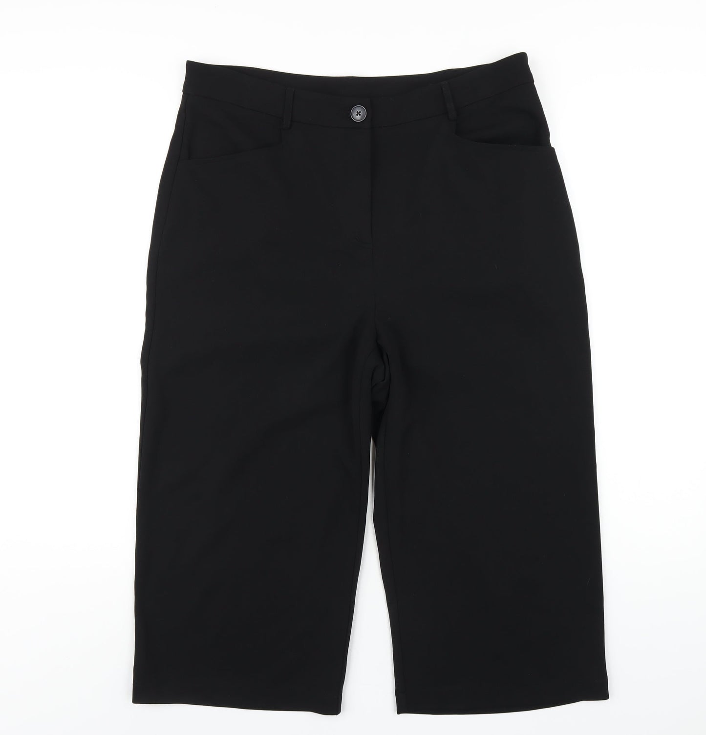 Womens UK Size 14 Emreco Regular Fit Capri Black Trousers