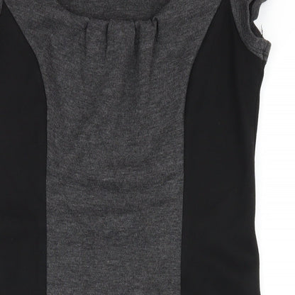 Wallis Womens Black Polyester Bodycon Size 12 Scoop Neck Pullover