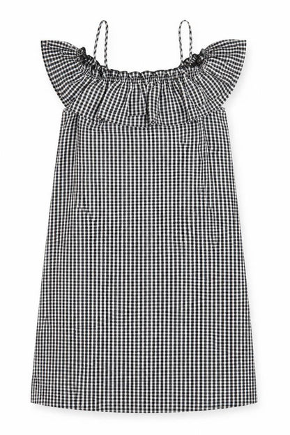 H&M Womens Black Check Viscose A-Line Size 8 Off the Shoulder Pullover