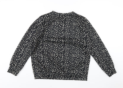 Jessica Graaf Womens Black Geometric Polyester Basic T-Shirt Size M Round Neck