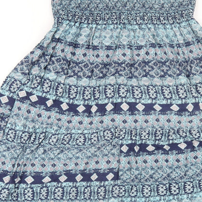 Apricot Womens Blue Geometric Viscose A-Line Size 8 Square Neck Pullover