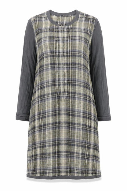 Sandwich Womens Multicoloured Plaid Polyester A-Line Size 10 Round Neck Button