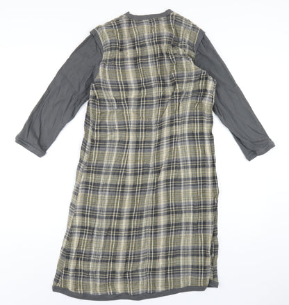 Sandwich Womens Multicoloured Plaid Polyester A-Line Size 10 Round Neck Button
