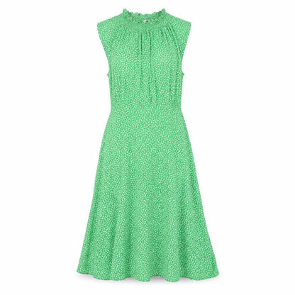 Arket Womens Green Floral Viscose A-Line Size 8 Mock Neck Zip