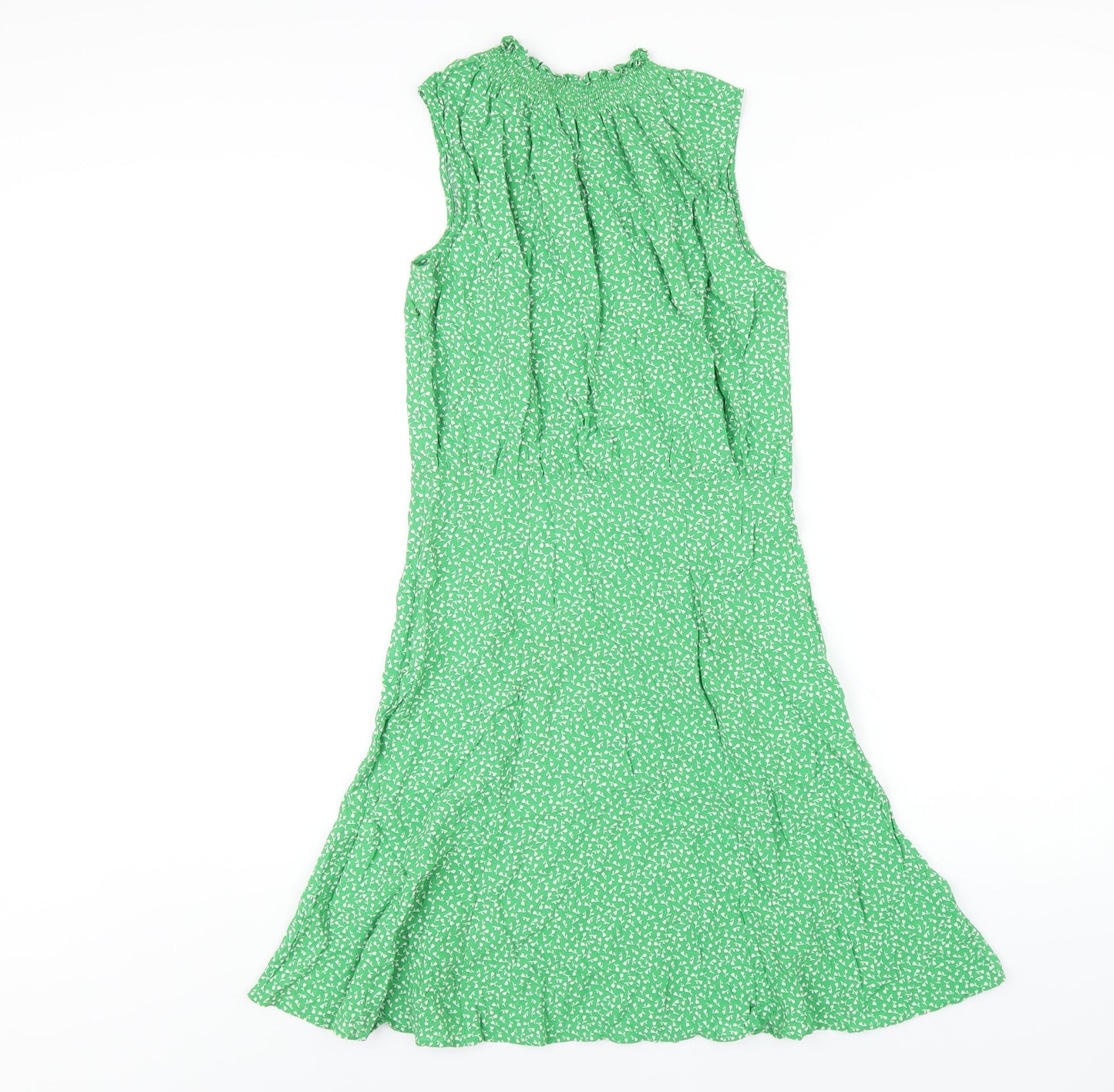 Arket Womens Green Floral Viscose A-Line Size 8 Mock Neck Zip