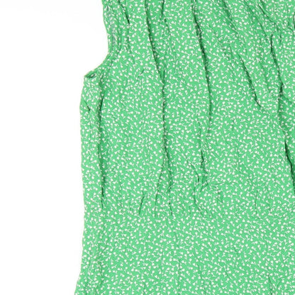 Arket Womens Green Floral Viscose A-Line Size 8 Mock Neck Zip