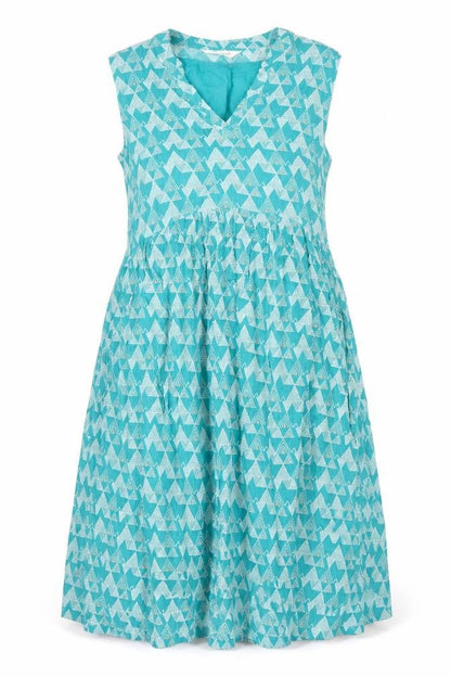 Nomads Womens Blue Geometric Viscose A-Line Size 10 V-Neck Pullover