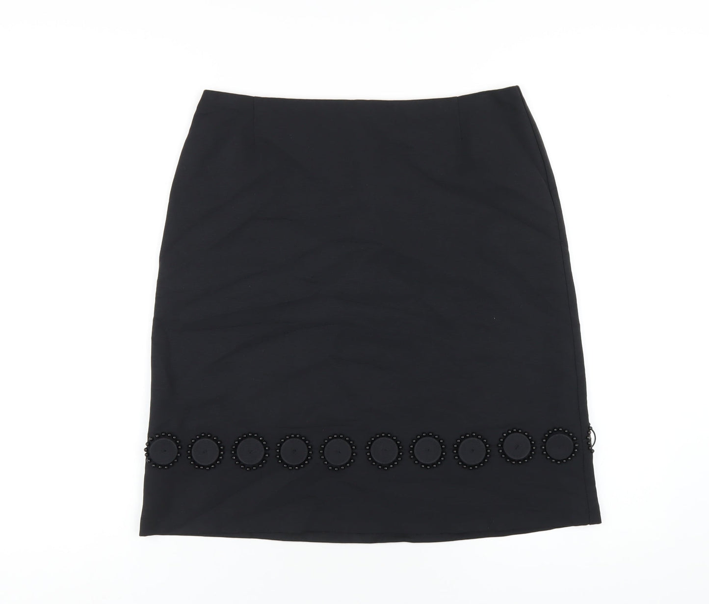 Autograph Womens Black Cotton A-Line Skirt Size 10 Zip