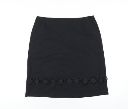 Autograph Womens Black Cotton A-Line Skirt Size 10 Zip