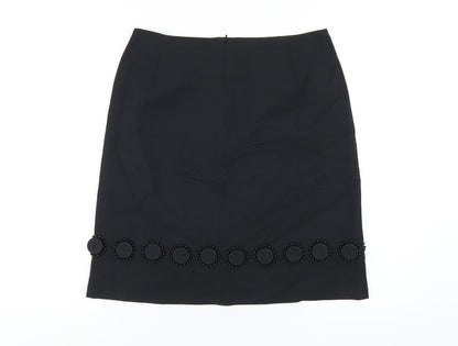 Autograph Womens Black Cotton A-Line Skirt Size 10 Zip