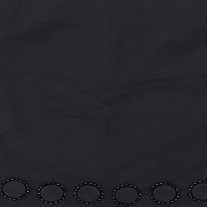 Autograph Womens Black Cotton A-Line Skirt Size 10 Zip