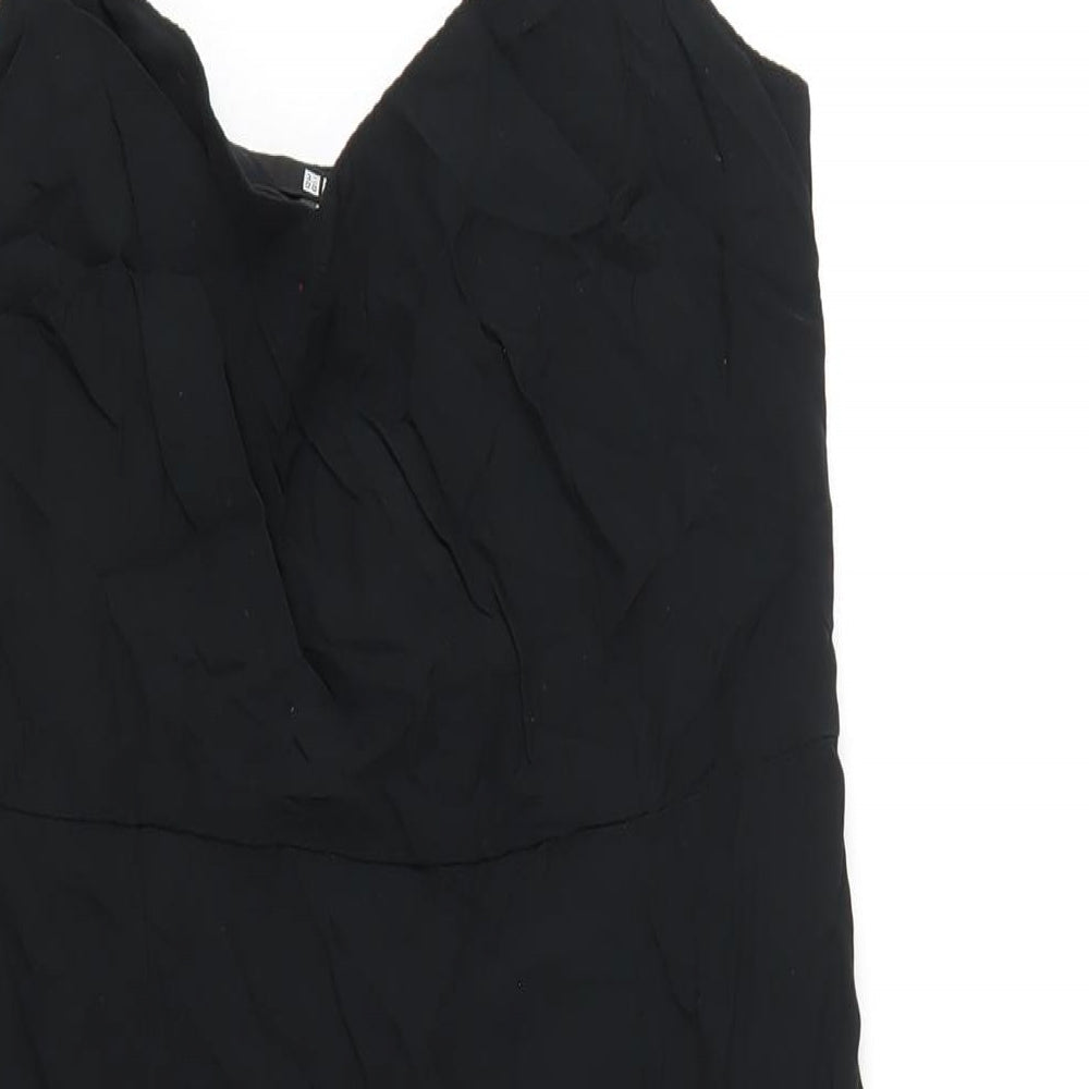 Uniqlo Womens Black Viscose A-Line Size S V-Neck Zip