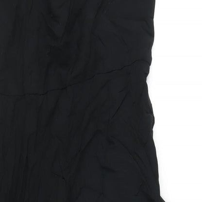 Uniqlo Womens Black Viscose A-Line Size S V-Neck Zip