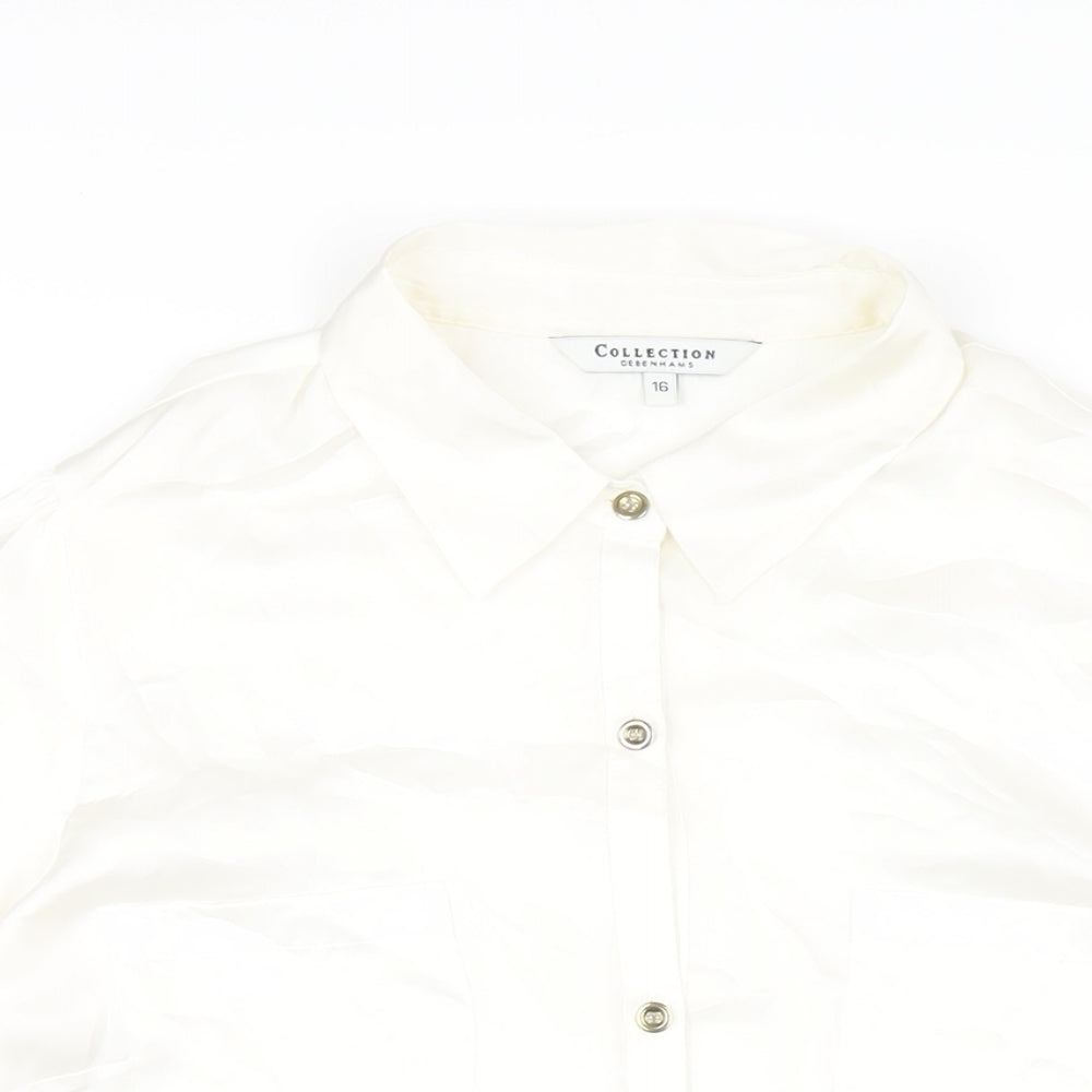 Womens UK Size 16 Debenhams Ivory Basic Button-Up