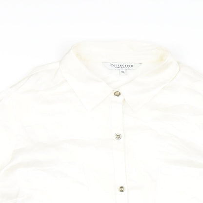 Womens UK Size 16 Debenhams Ivory Basic Button-Up