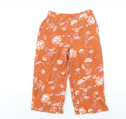 Target Womens Orange Floral Viscose Cropped Trousers Size 8 L20 in Regular