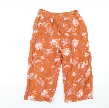 Target Womens Orange Floral Viscose Cropped Trousers Size 8 L20 in Regular